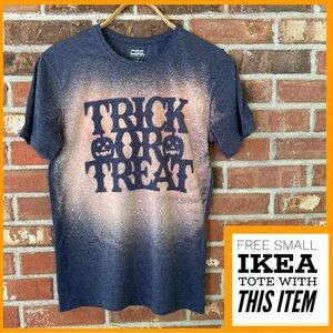 "TRICK OR TREAT" Bleached T-Shirt with FREE SMALL IKEA TOTE; T-Shirt: Size S